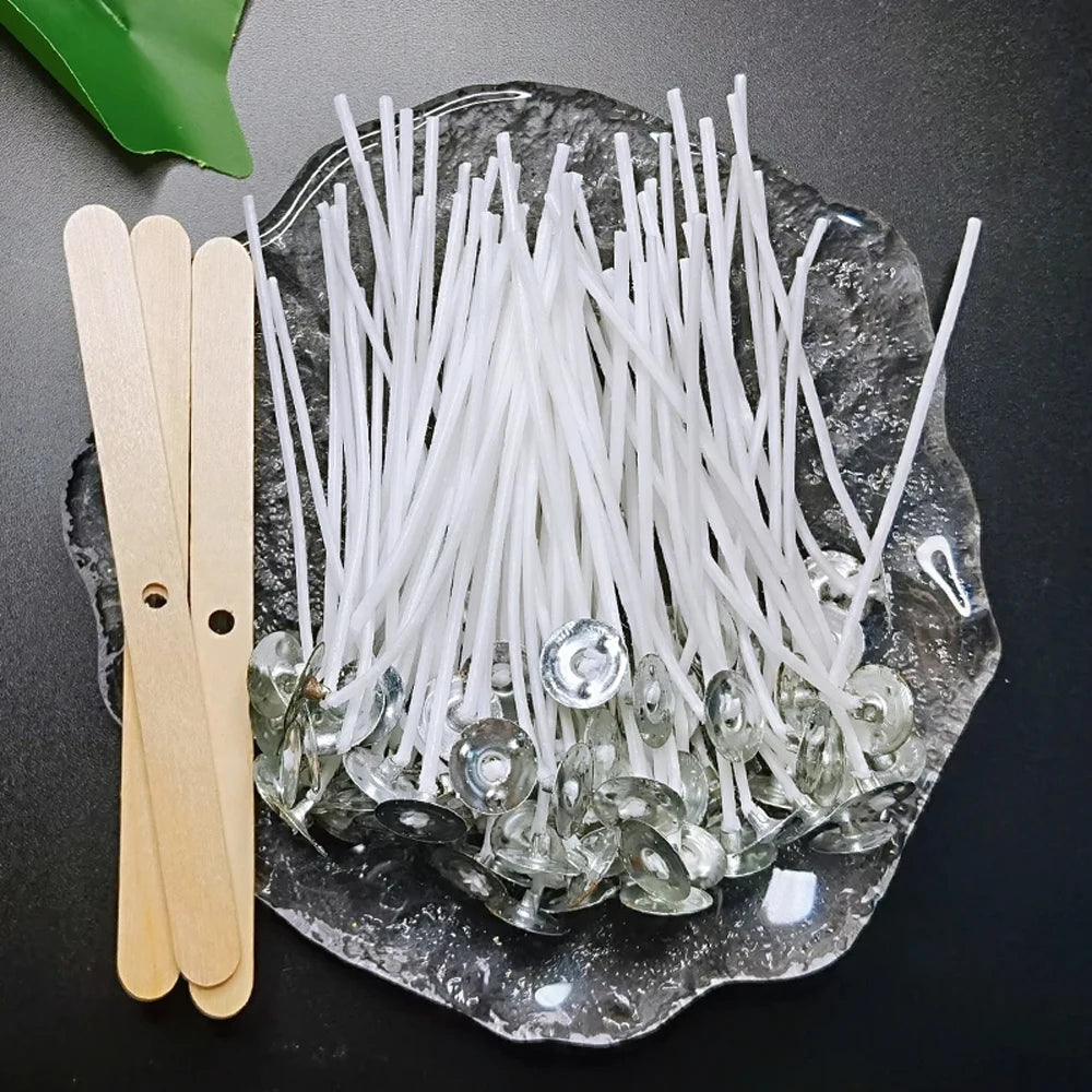 53pcs Candle Wicks Holder Waxed Cotton Candle Wicks Set with Stand Original Smokeless Candle Wicks Soy Oil Wax Core Woven Making - Smarsty