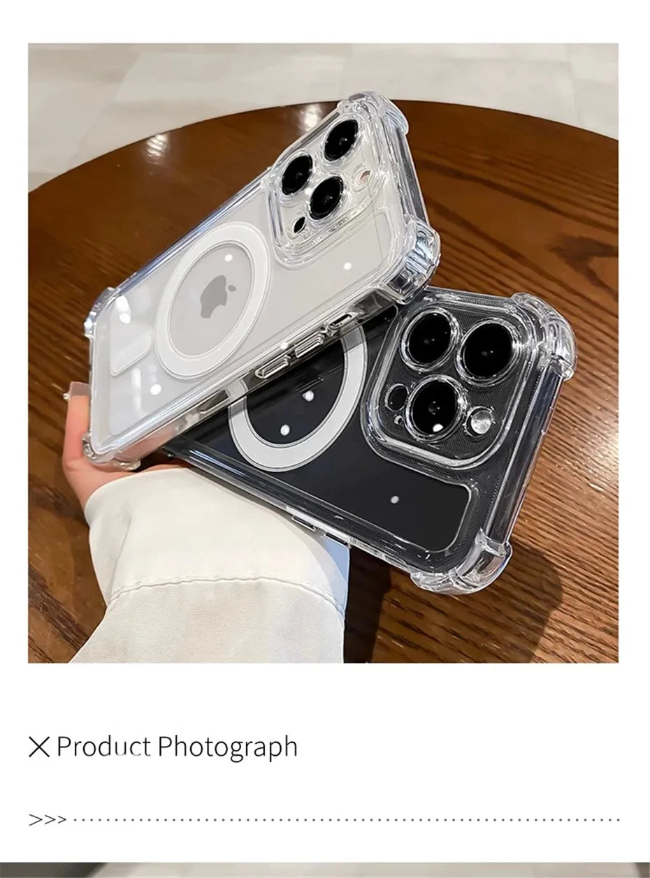 Luxury Wireless Charge Magsafe Transparent Case For iPhone 15 16 14 13 17 12 Pro Max Plus Magnetic Shockproof Soft Bumper Cover by Smarsty