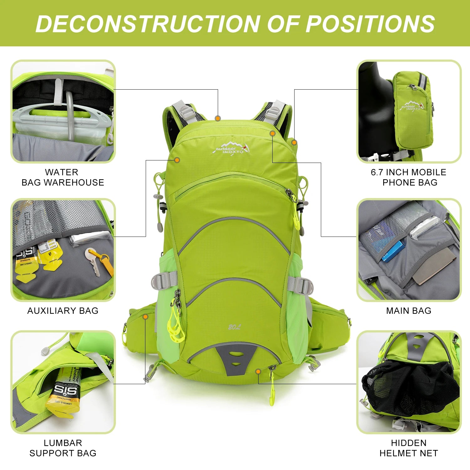 Mountaineering backpack 20 liters men's and women's outdoor sports bag waterproof camping hiking rain