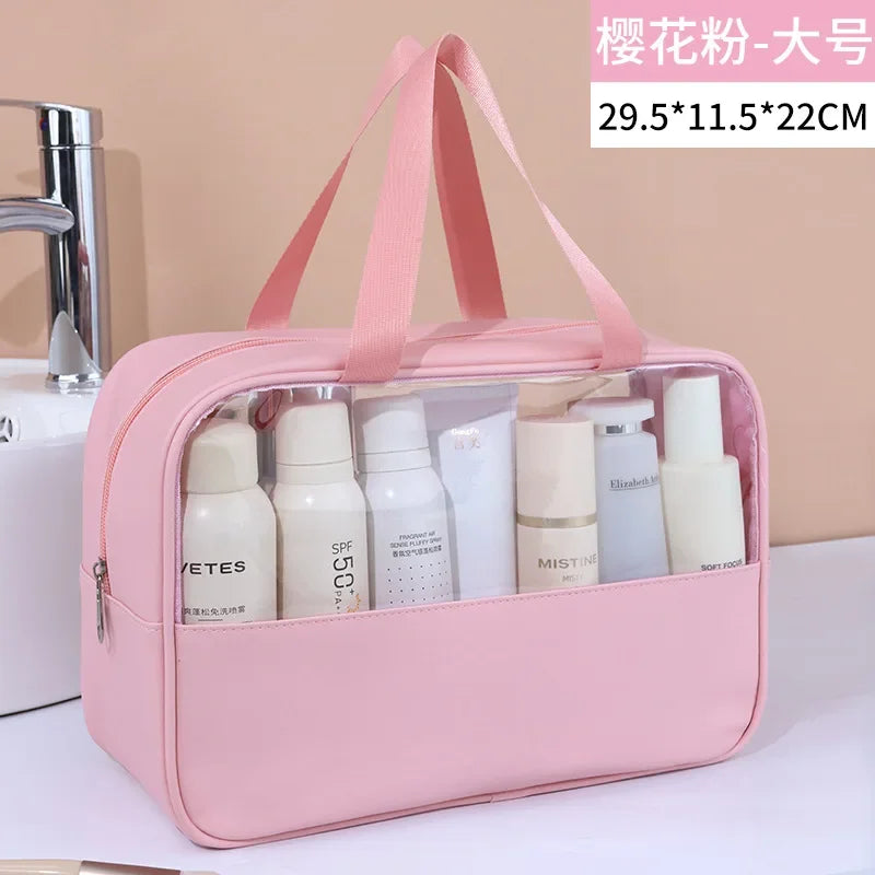 Portable Travel cosmetic bag Women Transparent Makeup Bag Large-Capacity Bath Wash Bags Multifunction Waterproof Storage Case - Smarsty