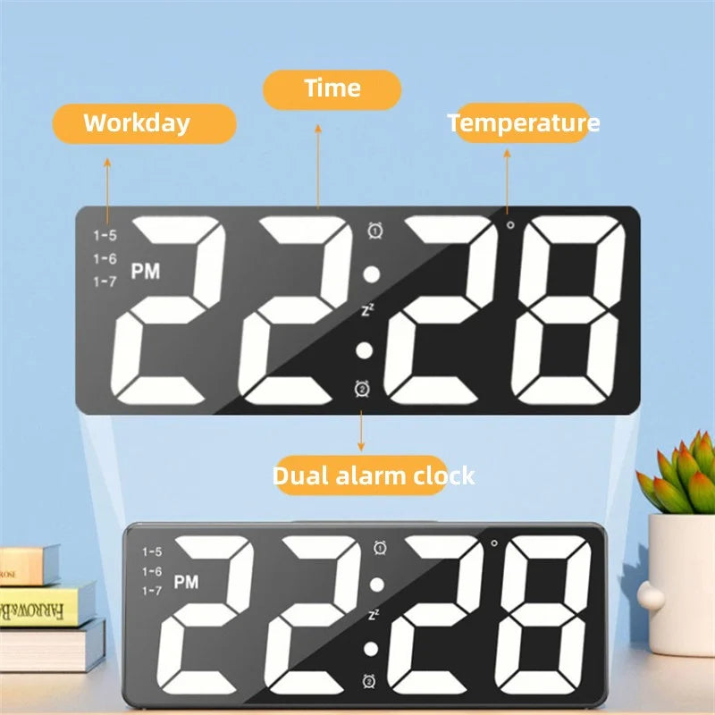 LED Digital Alarm Clock with Adjustable Brightness and Temperature Display - Smarsty