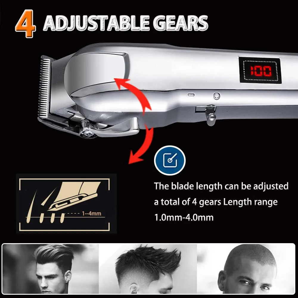 Cordless Electric Hair Clippers for Men,Professional Barber Clippers and Trimmers Set for Hair Cutting Kit with LED Display