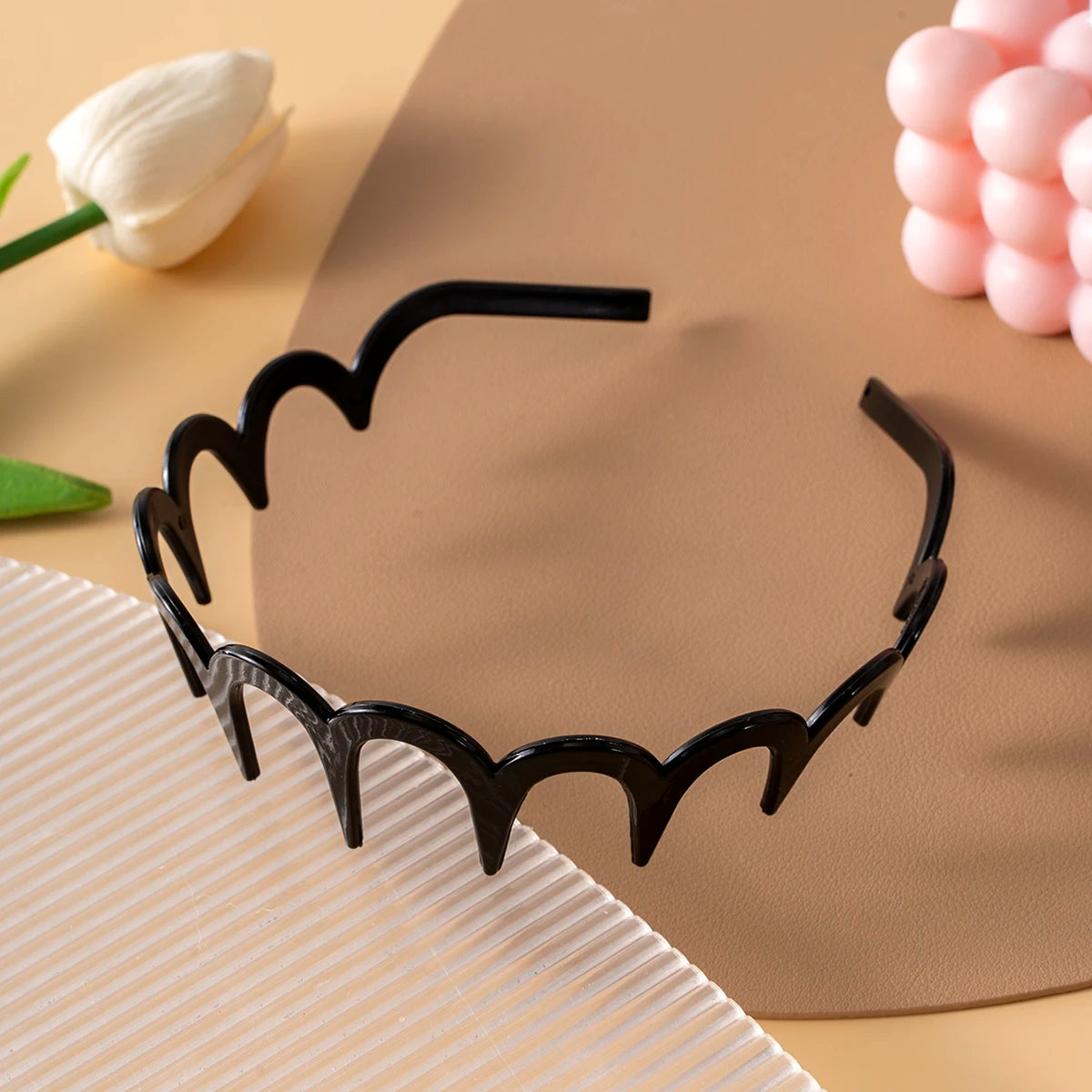 Korean Nonslip U Shape Headband With Fluffy Top Fixed Teeth - Smarsty
