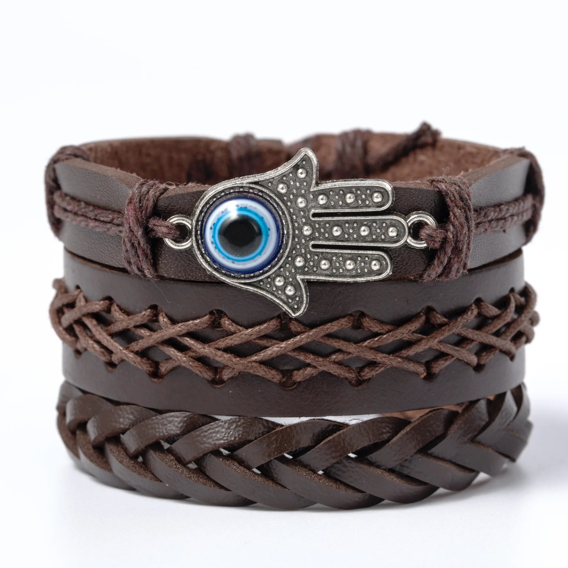Men’s Leather Braided Bracelets Vintage Ethnic Wristband - Smarsty