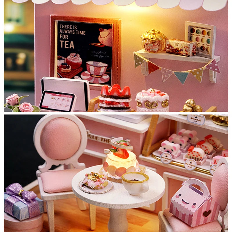 Wooden Mini Miniature Doll House DIY Small House Kit 3D Puzzle Building Assembly House Furniture Toy Children's Birthday Gifts by Smarsty