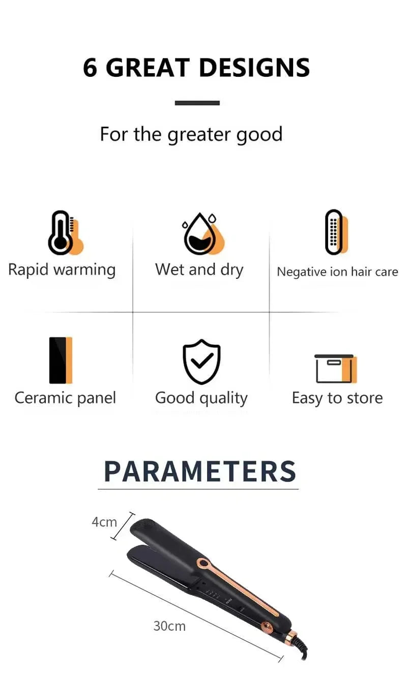 Negative Ion Ceramic Hair Straightener with Adjustable Temperature - Smarsty