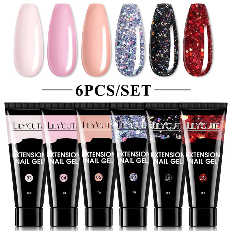 LILYCUTE Nail Gel Set with 6W LED Lamp for Quick Manicure - Smarsty