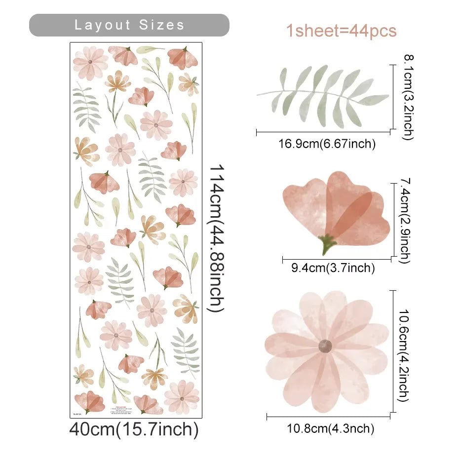 Boho Flowers Wall Stickers for Kids Room Décor - Smarsty