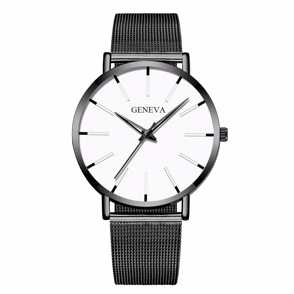 Ultra Thin Men's Quartz Watch with Steel Mesh Band - Smarsty