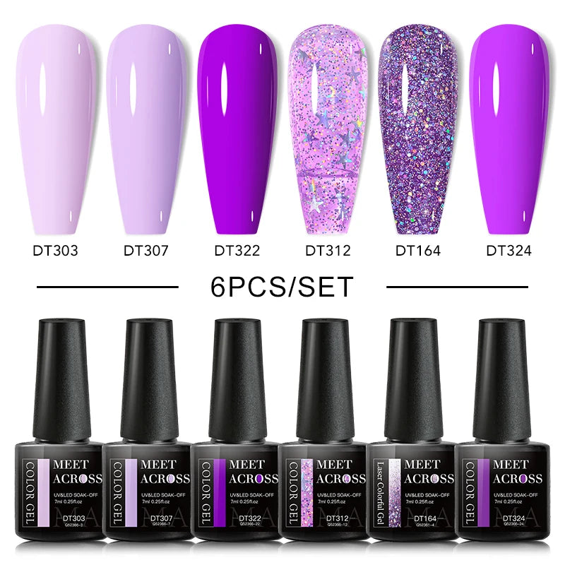 Macaron Series Gel Nail Polish Set with Glitter - Smarsty