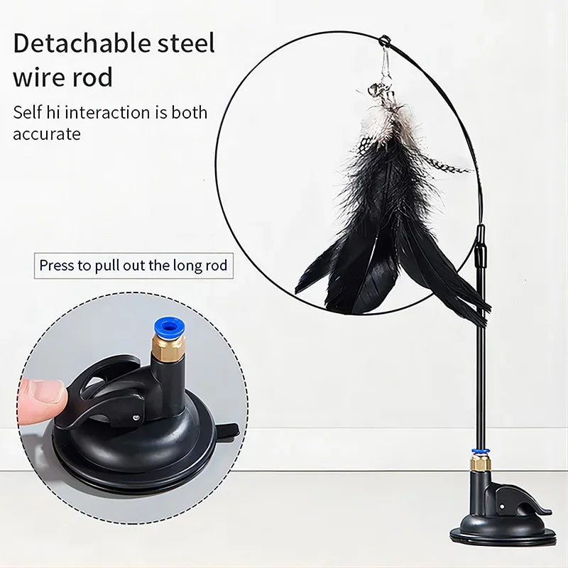 Interactive Feather Cat Toy Wand with Suction Cup - Smarsty