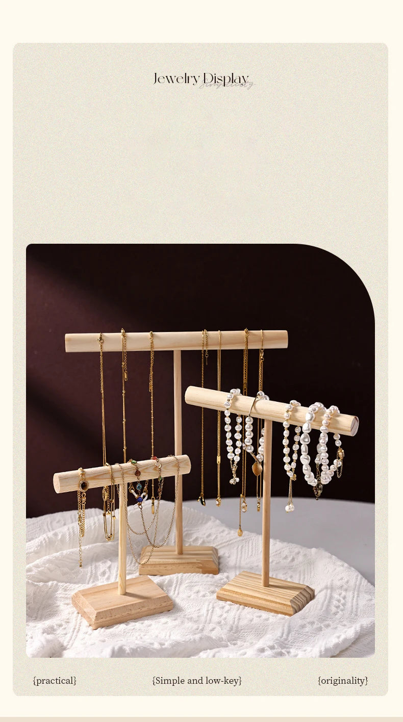 Solid Wood Jewelry Display Stand With Wooden Base - Smarsty