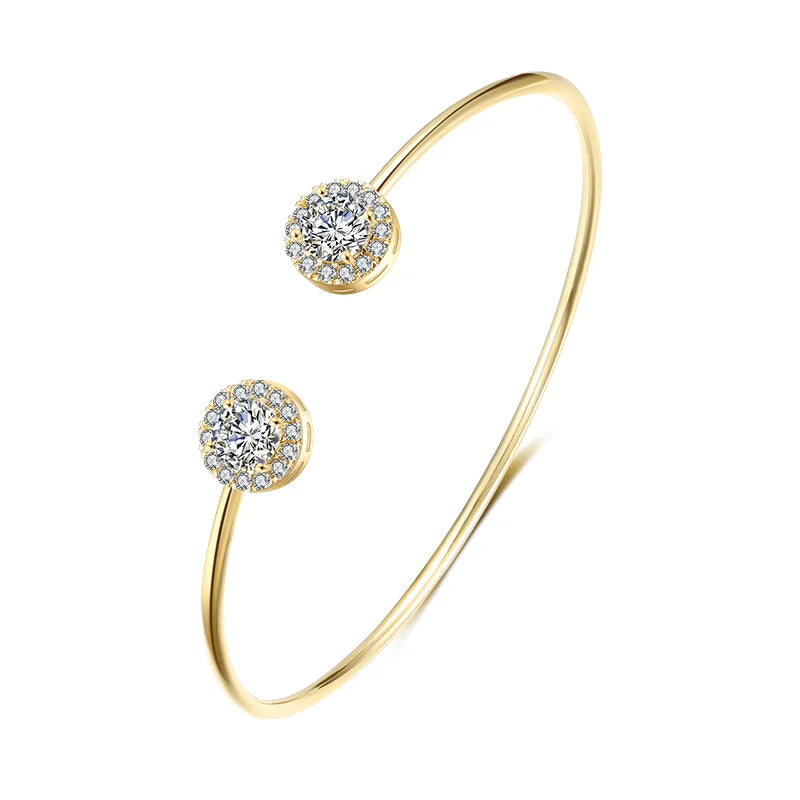 Luxury Gold Cuff Bangles with Cubic Zirconia for Women - Smarsty