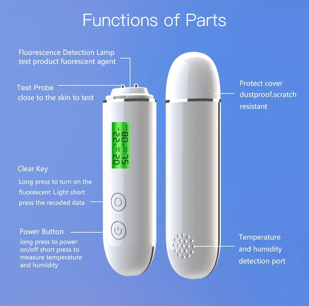 Portable Rechargeable Skin Analyzer for Moisture Detection - Smarsty