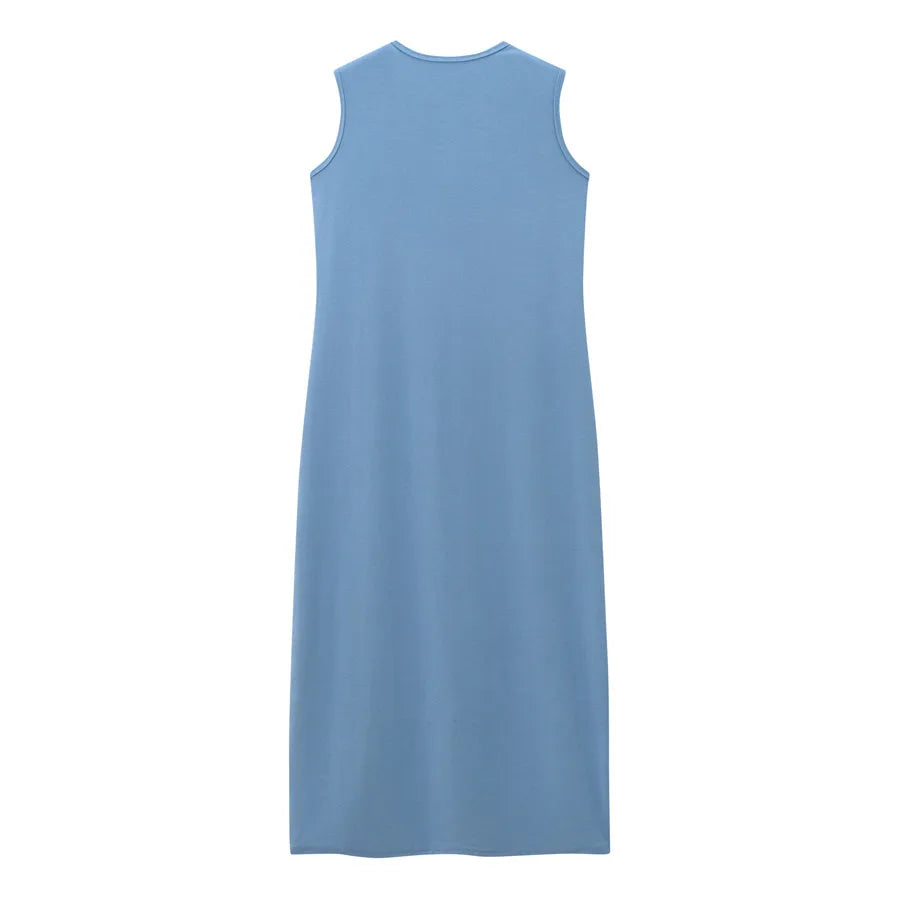 AS 2024 summer woman clothes cardigan Ankle Length maxi dress nature fiber ribbing fabric clothing ( Ship in 1 day) - Smarsty