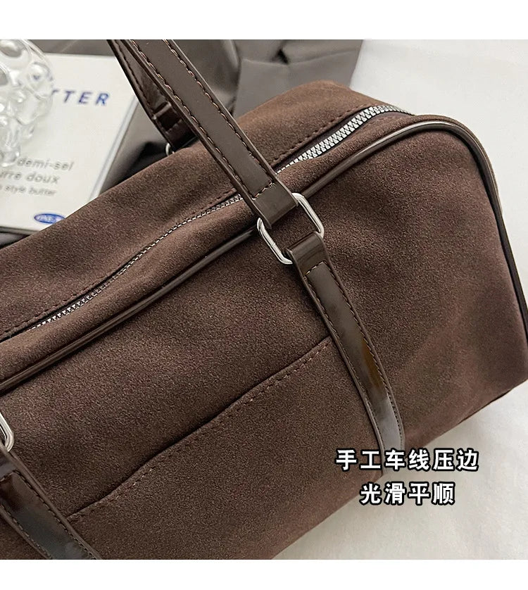 Casual Large Capacity Suede Shoulder Bag For Women Retro - Smarsty