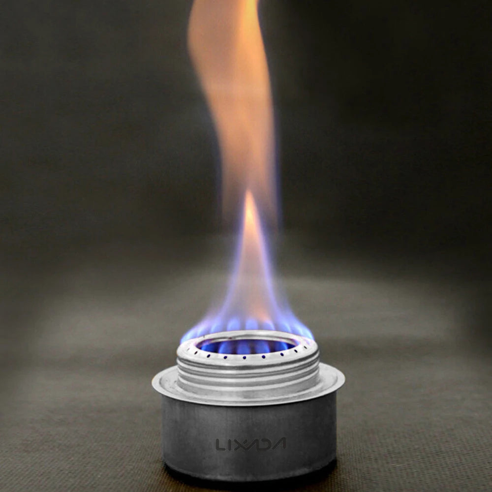 Outdoor Mini Alcohol Stove Aluminum Alloy Alcohol Stove with Lid Outdoor Camping Hiking Backpacking Cooking Stove
