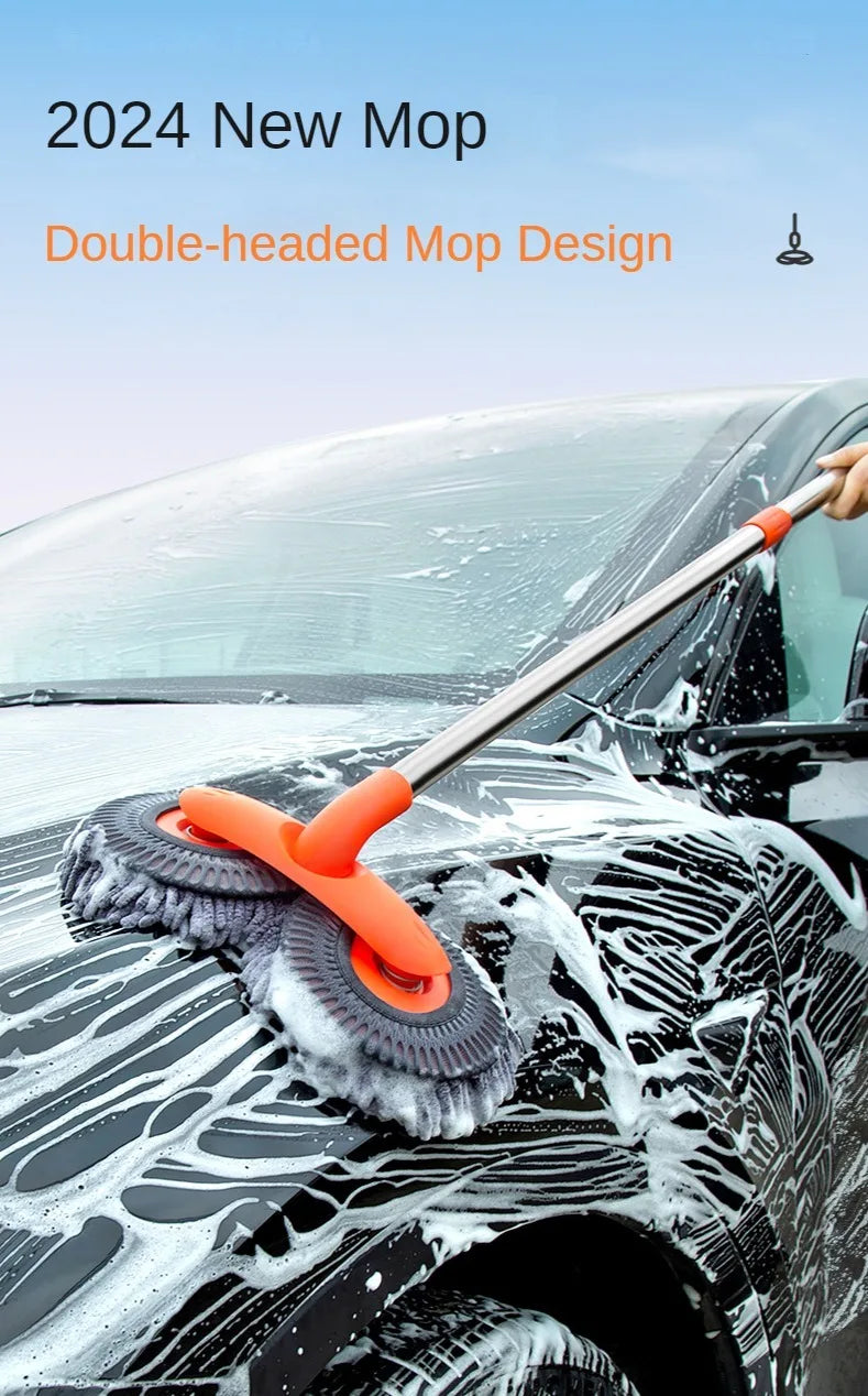 Telescopic Car Cleaning Brush Mop With Chenille Heads - Smarsty