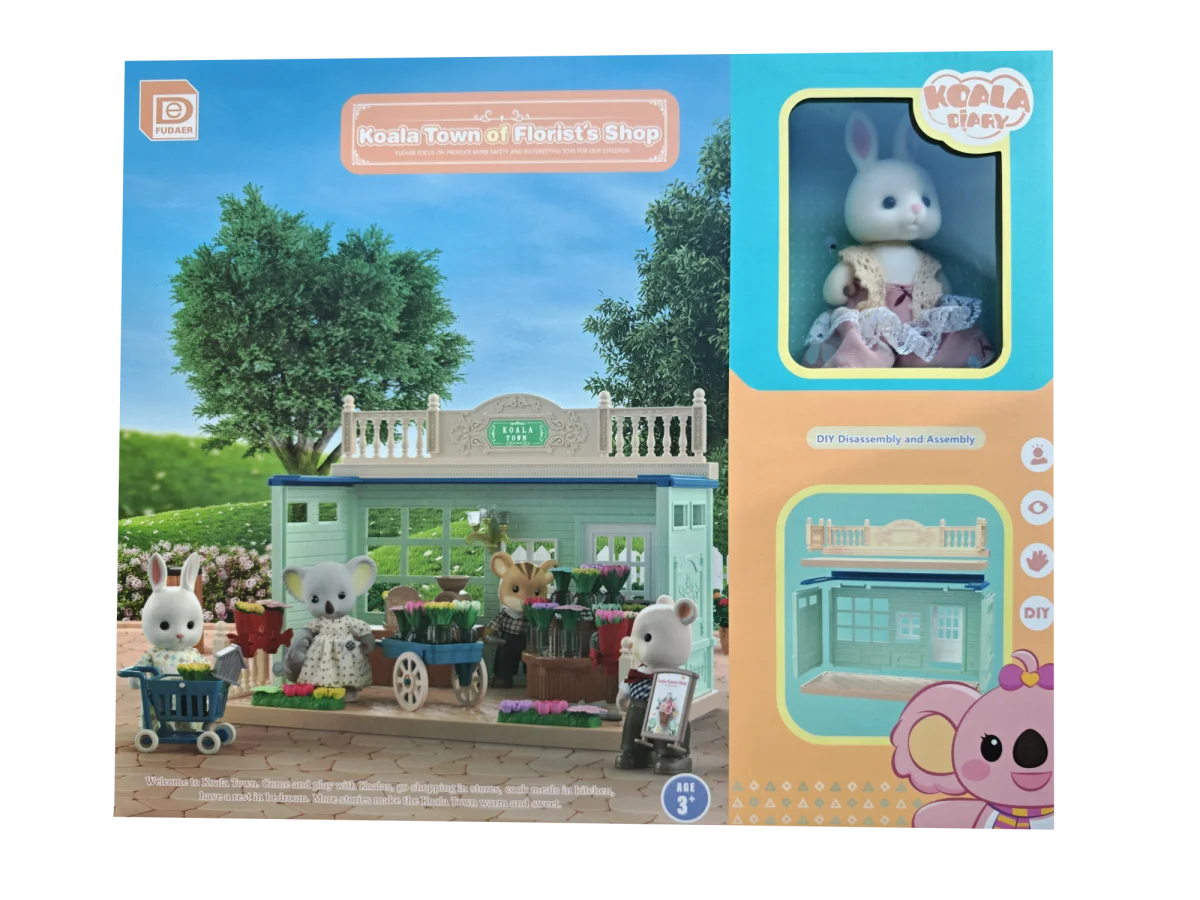 Girls kids Toys Miniature Dollhouse Furniture Shopping PlaySet DIY Family Games Supermarket Flower Store Pretend Toys by Smarsty