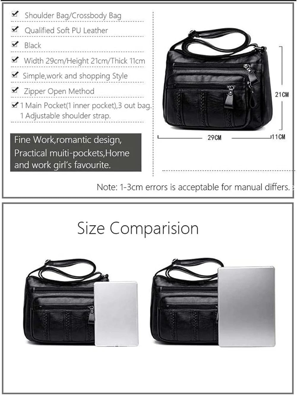 PU Leather Crossbody Bag With Adjustable Strap For Women - Smarsty