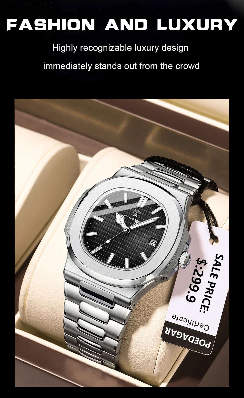 Luxury Waterproof Quartz Men Watch with Luminous Dial - Smarsty