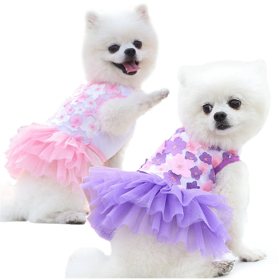 Floral Dog Dress for Small Breeds Breathable Pet Apparel - Smarsty