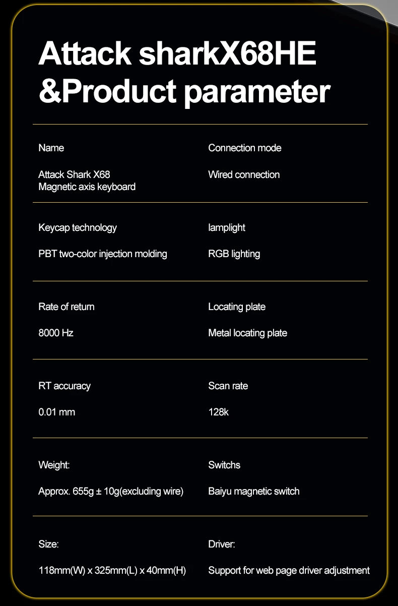 Wired Mechanical Gaming Keyboard With Rapid Trigger 8000Hz