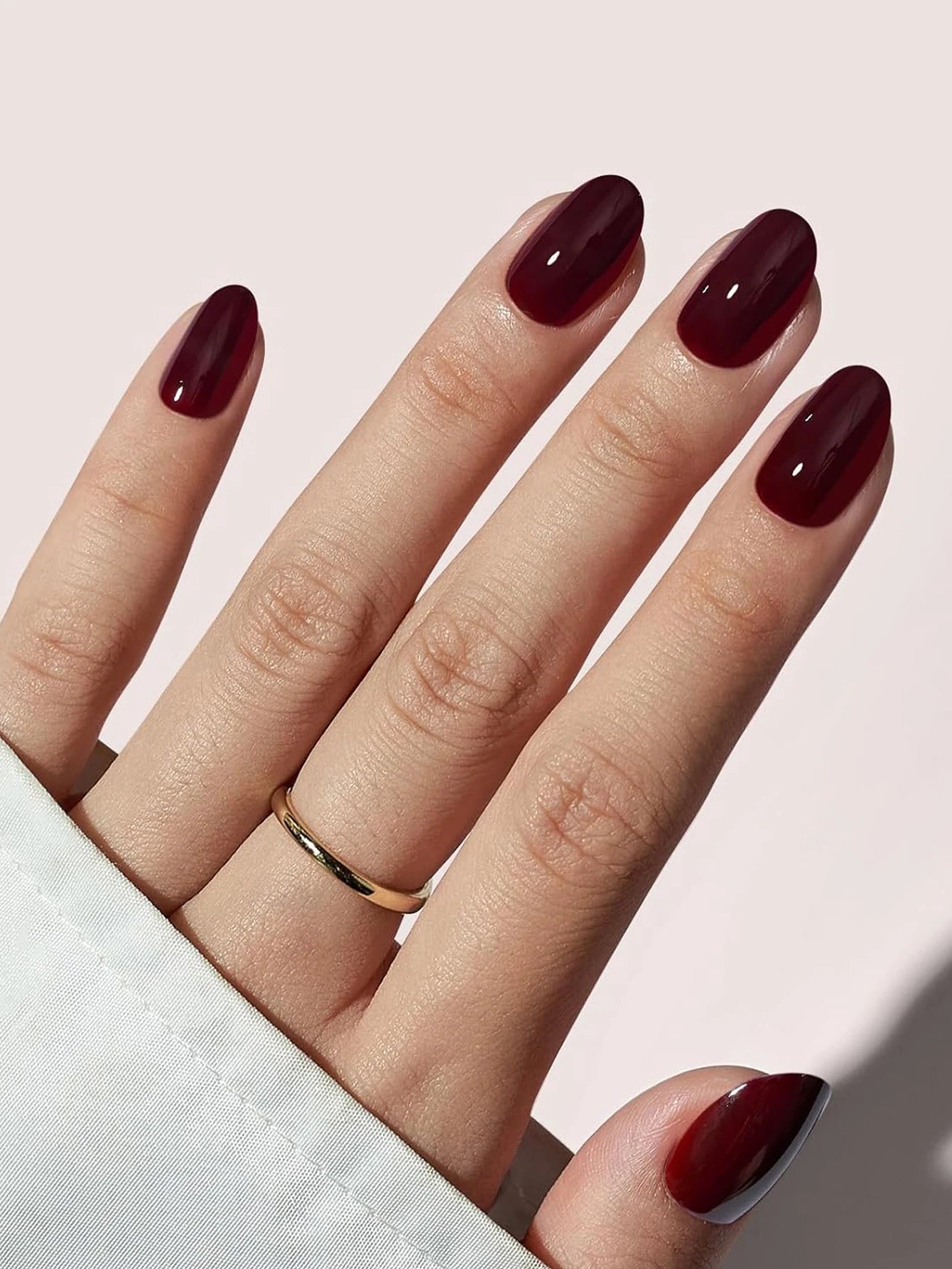 Short Square Wine Red Press On Nails Set - Smarsty