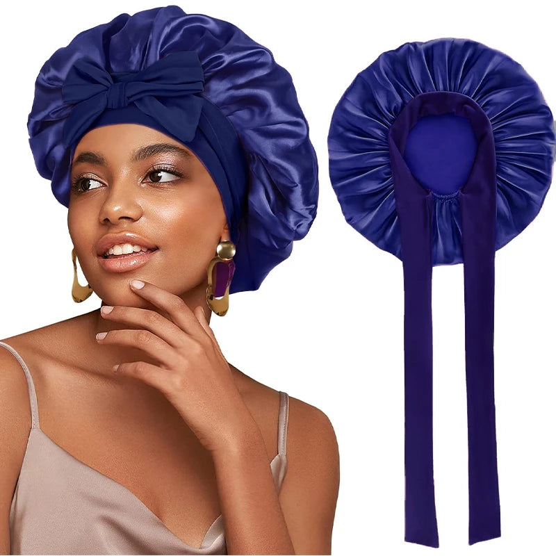 Adjustable Satin Sleeping Hat Elastic Tie For Hair Care - Smarsty