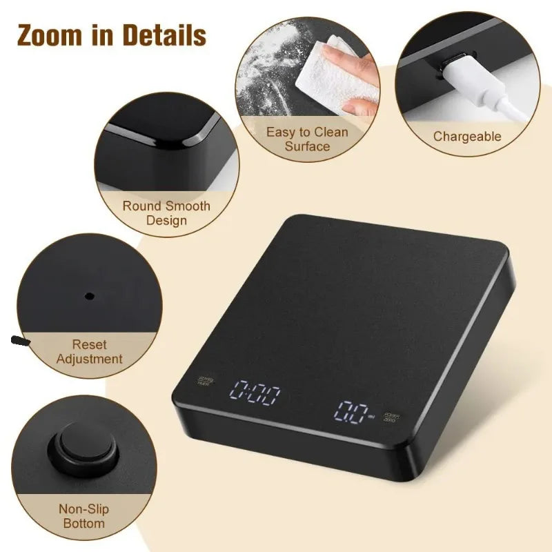 Digital Coffee Scale with Timer and High Precision - Smarsty