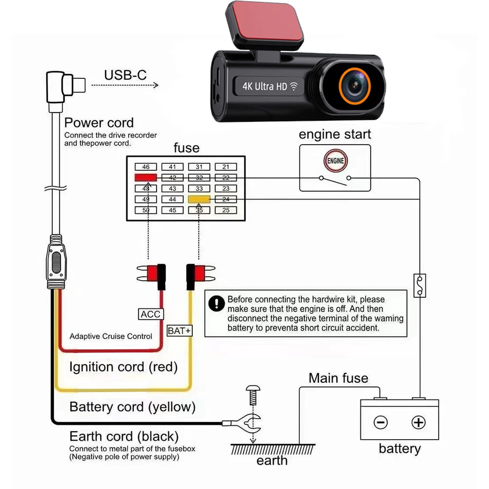4K Dash Cam Ultra HD Car Front Night Vision Parking - Smarsty