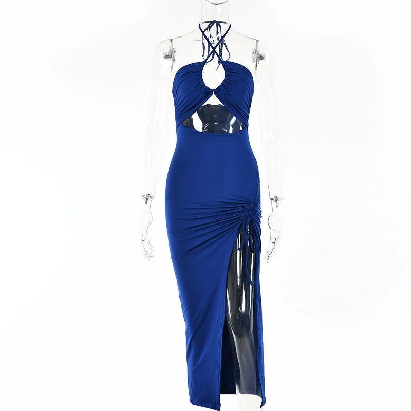 Sleeveless Sexy Female Midi Backless Dresses Slim Night Club Party Women's Dress Bodycon Vestidos Elegantes Para Mujer - Smarsty