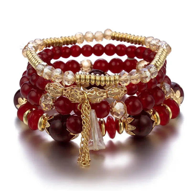 Colorful Glass Beaded Bracelet Set for Women - Smarsty