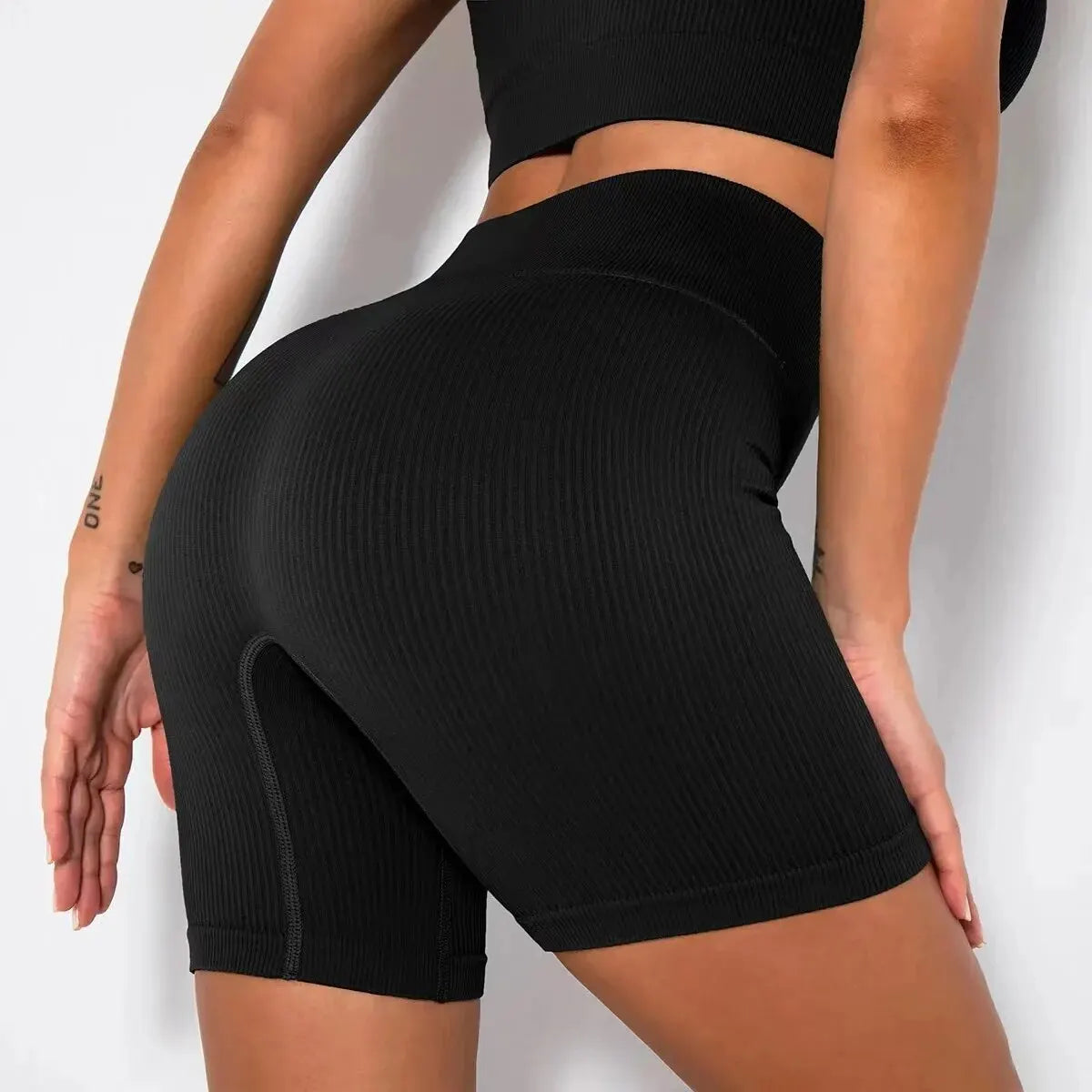 Seamless Knitted Sports Shorts Casual High Waist Push Up Cycling Shorts Fitness Running Tight Hip Lifting Yoga Shorts Sportswear - Smarsty