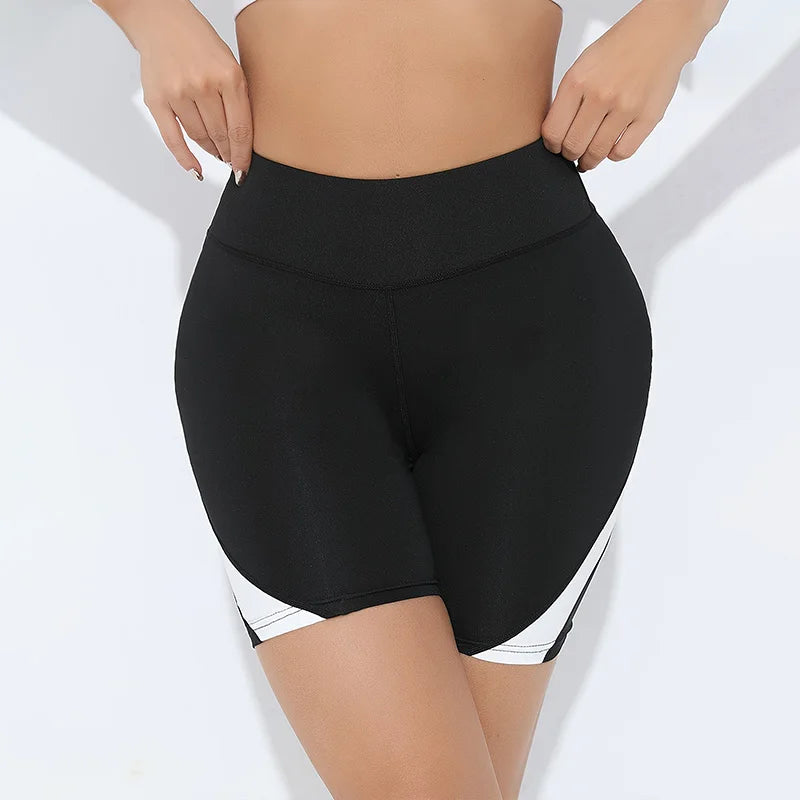 Colorblocked High Waist Yoga Shorts,Shorts for Women Tummy Control Workout Shorts for Women - Smarsty
