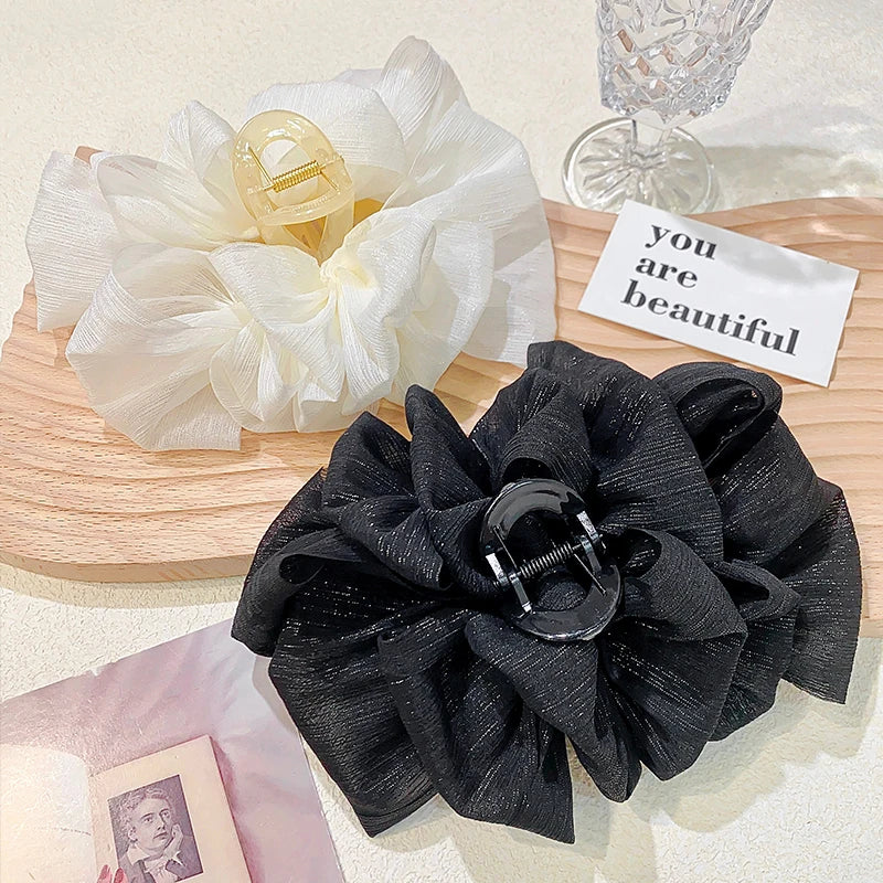 Elegant Chiffon Hair Claw Clip Large Three Layer Bow - Smarsty