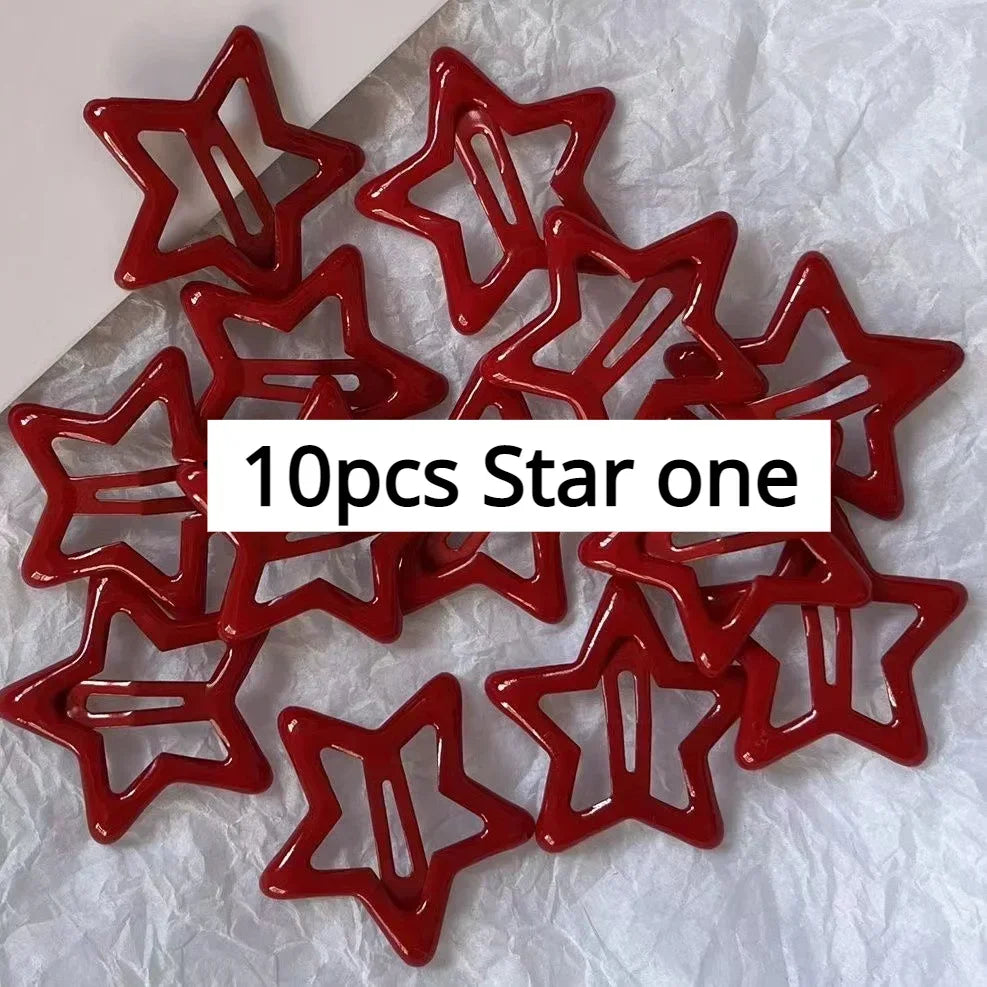 Red Star Snap Clips for Girls Stylish Hair Accessories - Smarsty