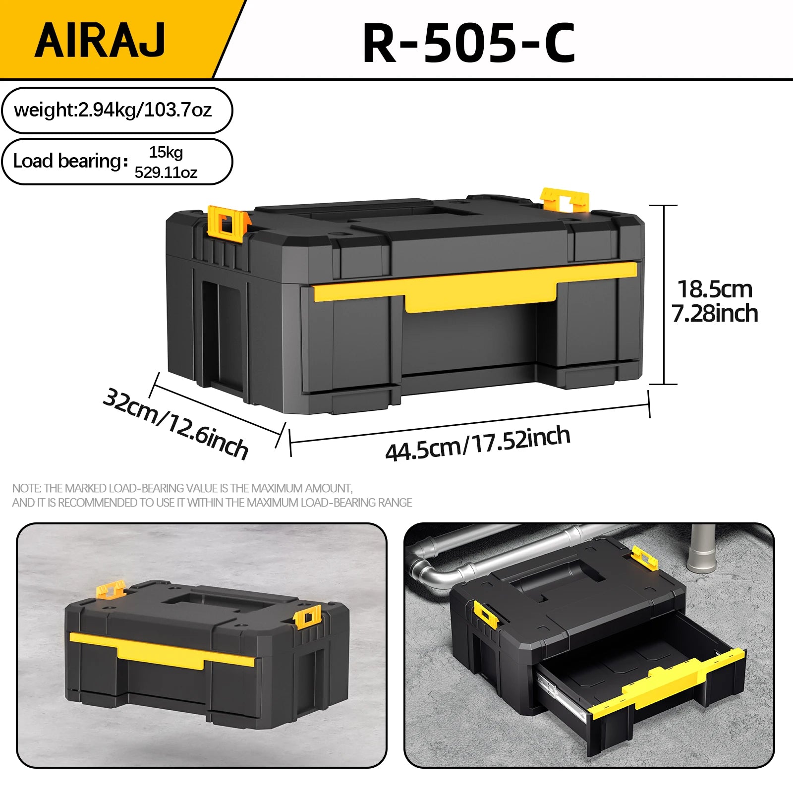 AIRAJ MultiFunctional Tier Stackable Rolling Plastic Portable Folding Tool Storage Box , Suitable for Garage Storage