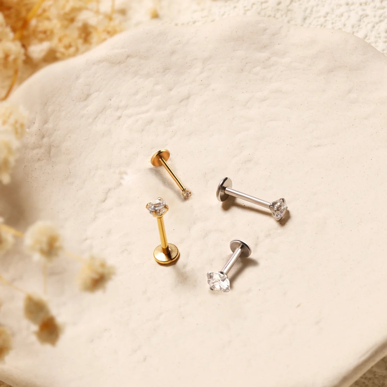 Stainless Steel Cartilage Piercing Studs Gold Tiny Earrings - Smarsty