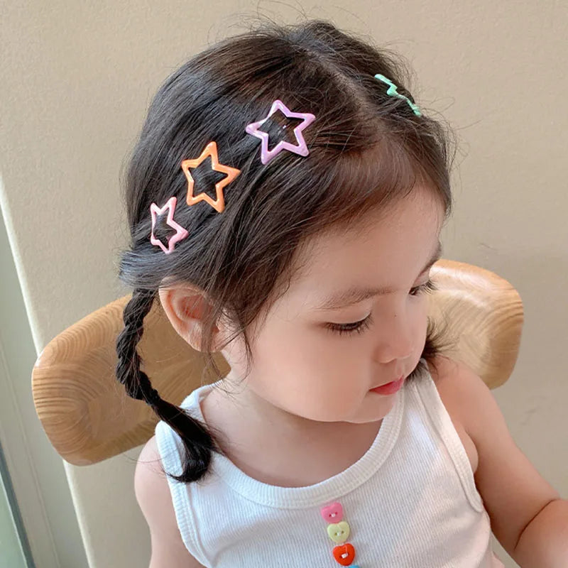 Cute Colorful Star Hair Clips Set for Girls - Smarsty