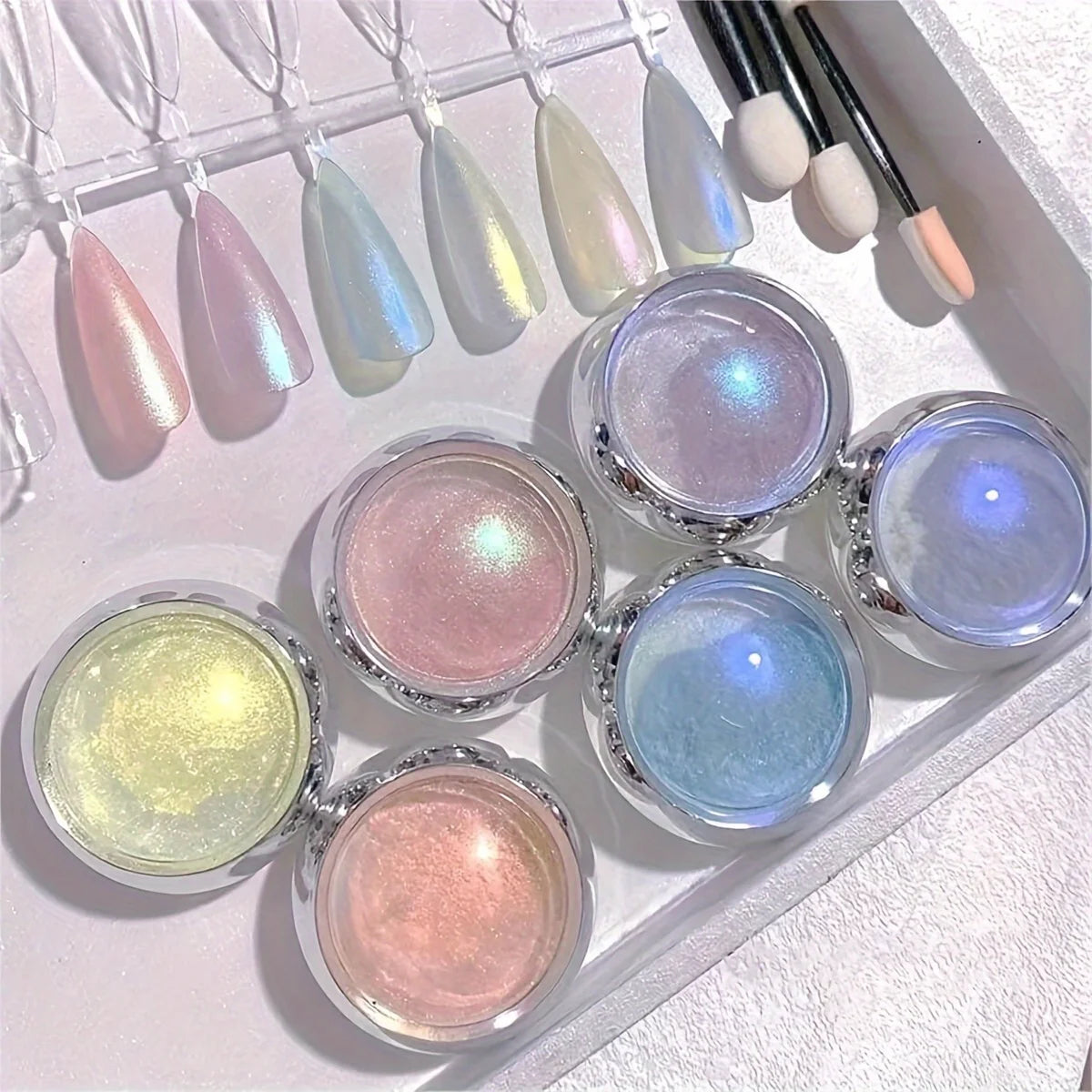 Shimmering Aurora Nail Powder Set for Stunning Holographic Effects - Smarsty