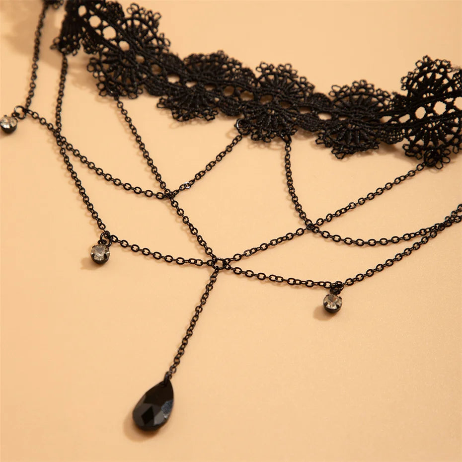 Boho Black Lace Thigh Chain Body Jewelry for Women - Smarsty