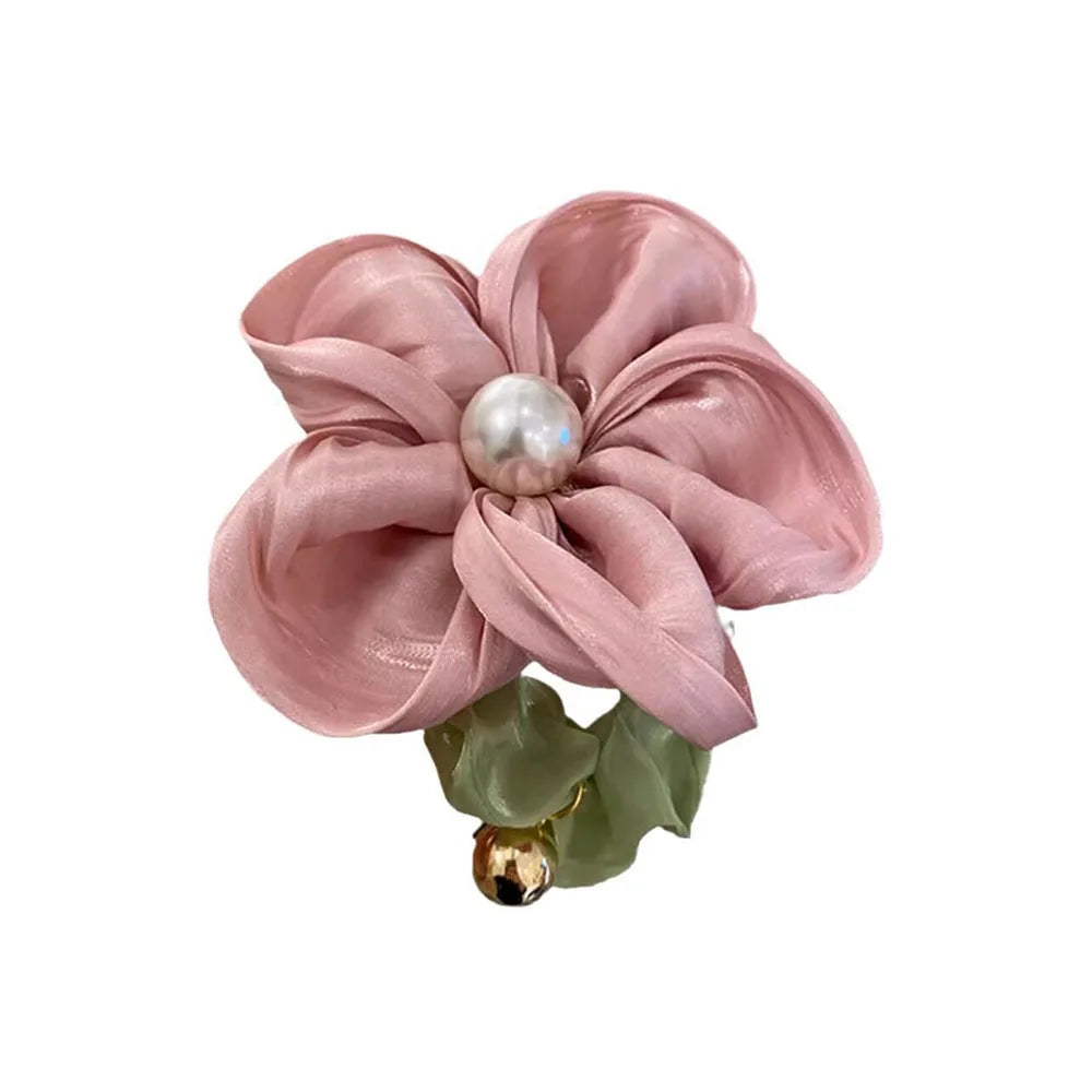 Summer Pearl Flower Scrunchie High Elastic Hair Tie - Smarsty