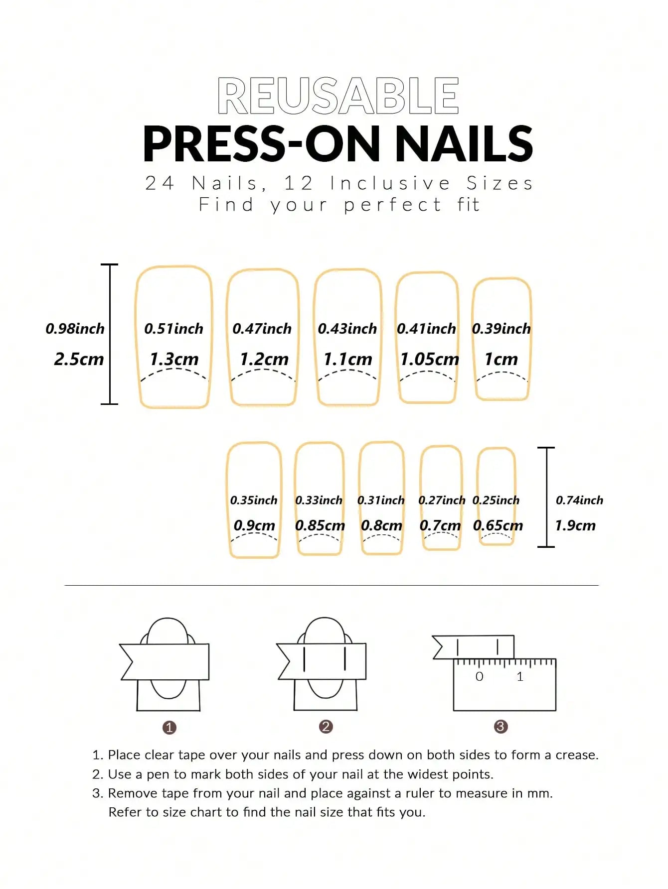 24 Piece Short Fake Nails Set with Glitter Tips - Smarsty