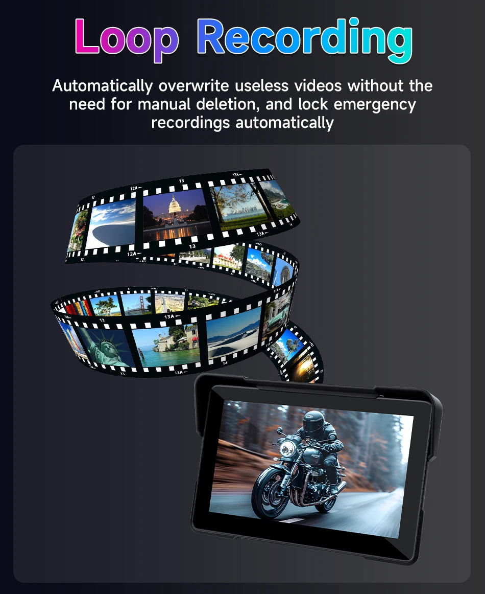 Motorcycle DVR GPS Navigation With CarPlay And Android Auto - Smarsty