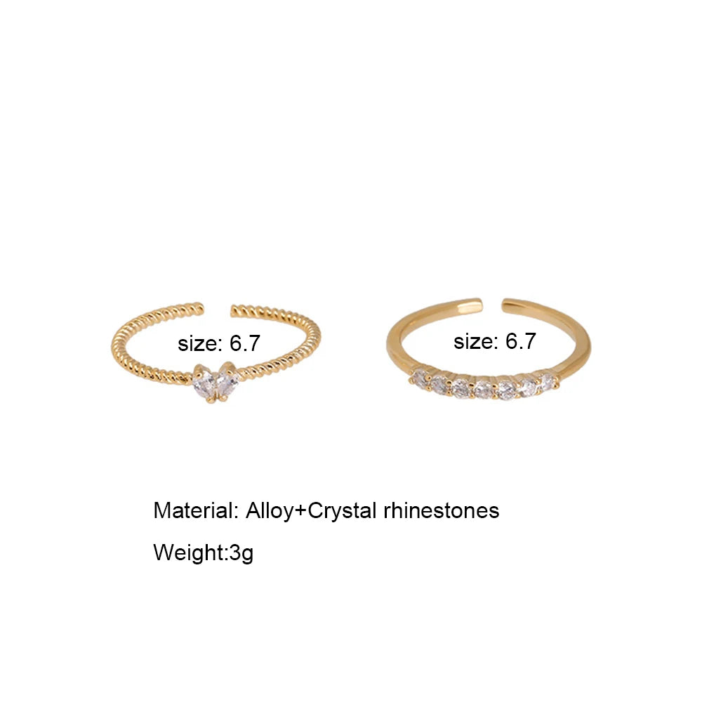 Elegant Dainty Crystal Heart Rings Set for Women - Smarsty