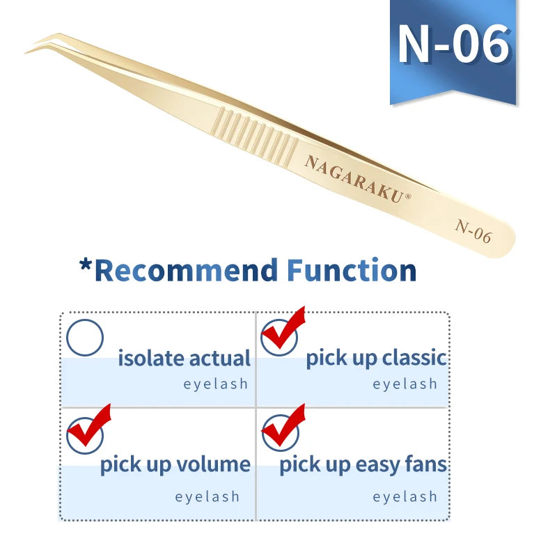 NAGARAKU Stainless Steel Eyelash Extension Tweezers Precision Grip - Smarsty
