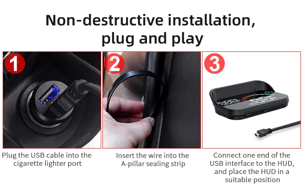 M22 Car HUD Head Up Display Universal Digital GPS Speedometer HD LCD Projection On Glass Windshield Projector for All Cars