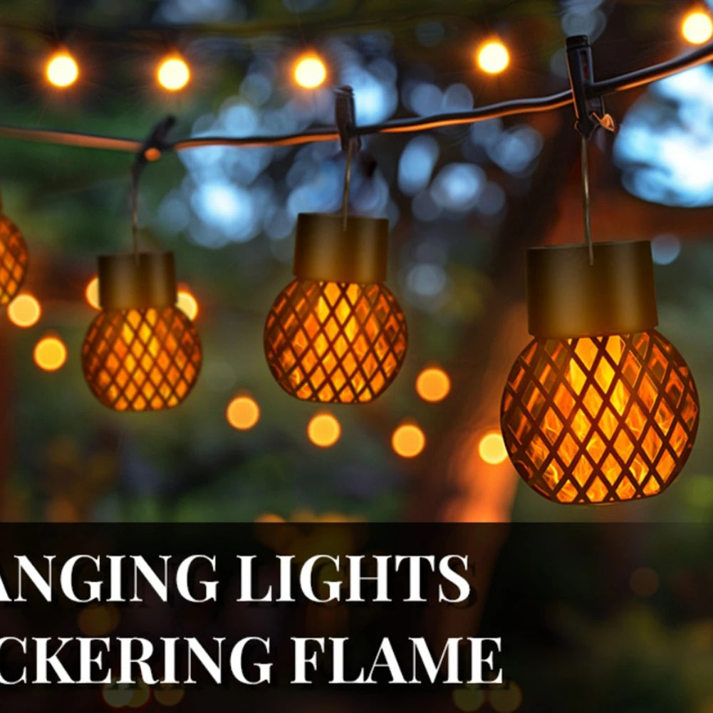 4 PCS Solar Lanterns Outdoor with Flickering Flame Solar Hanging Light with Hook LED Solar Light for Yard Patio Tree Camping