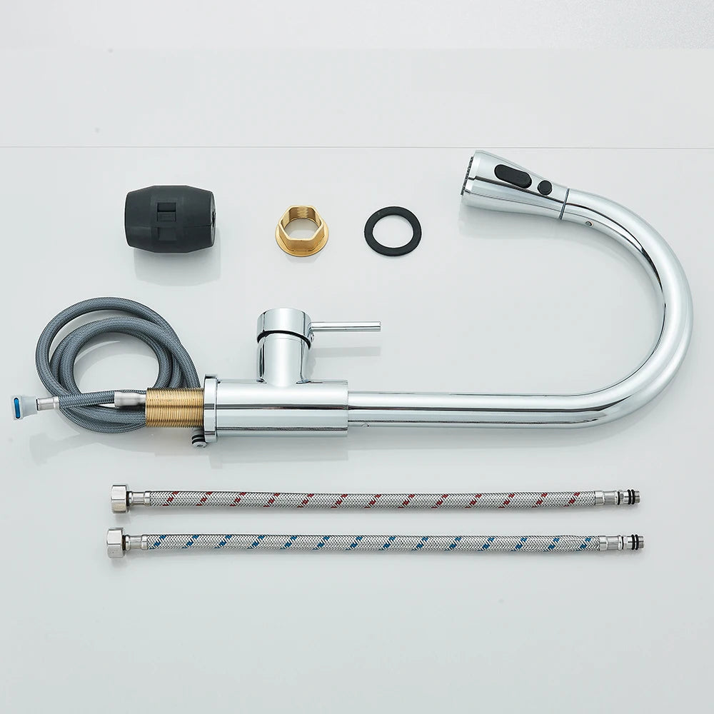 Rozin Chrome Kitchen Faucet with Pull Out Sprayer - Smarsty